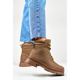 Botas marrones con cordones para mujer beige 5