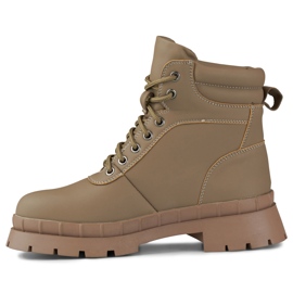 Botas marrones con cordones para mujer beige 2