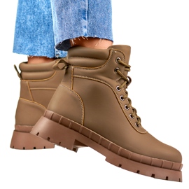 Botas marrones con cordones para mujer beige 4
