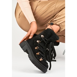 Botas de nieve de pelo negro para mujer 1