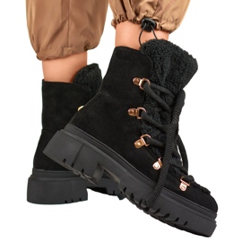Botas de nieve de pelo negro para mujer 4