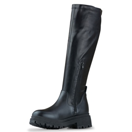 Botas de mujer elásticas negras confeccionadas en ecopiel. negro 1