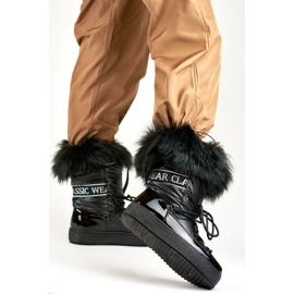 Botas de nieve de mujer negras con pelo decorativo. negro 3