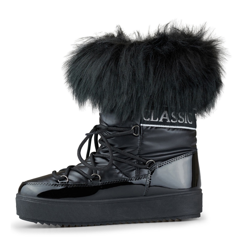 Botas de nieve de mujer negras con pelo decorativo. negro 2