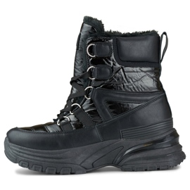 Botas de nieve deportivas con cordones para mujer en color negro 2