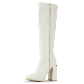Botas ecopiel beige tacón alto 1