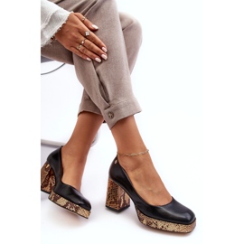 Bombas de cuero para mujeres Laura Messi 2599 Negro 3