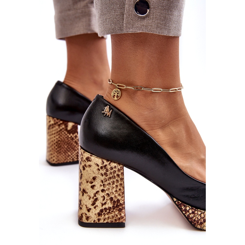 Bombas de cuero para mujeres Laura Messi 2599 Negro 2