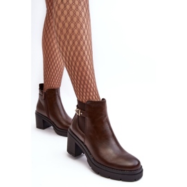 Botines de mujer de cuero con tacón alto enorme, marrón Belinda 5