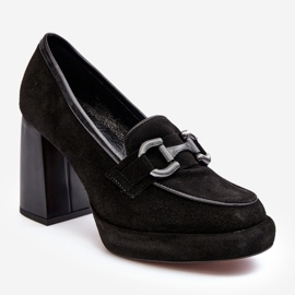 Zapatos de tacón de cuero con tacón alto enorme Laura Messi 2706 Negro 1