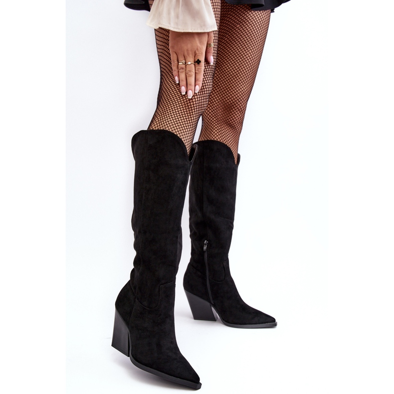 Botas vaqueras de ante negro Delia de moda 2