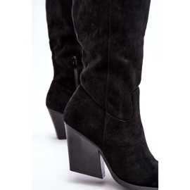 Botas vaqueras de ante negro Delia de moda 4