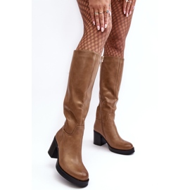 Botas de tacón alto con aislamiento para mujer, color beige oscuro Theisen 6