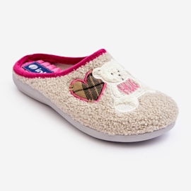 Chanclas de Estar por casa Mujer con Osito Inblu EC000095 Beige 1