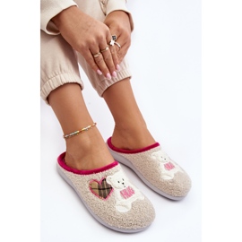 Chanclas de Estar por casa Mujer con Osito Inblu EC000095 Beige 8