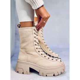 Botas con cordones de mujer Wayne Beige 1