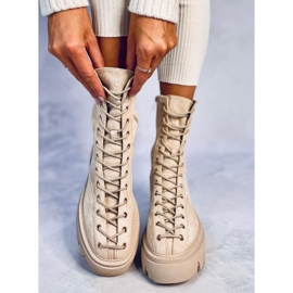 Botas con cordones de mujer Wayne Beige 3