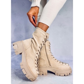 Botas con cordones de mujer Wayne Beige 4
