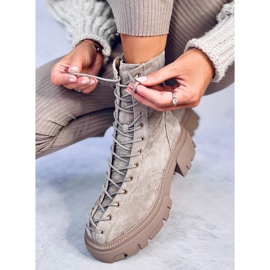 Botas con cordones de mujer Wayne Caqui beige 5