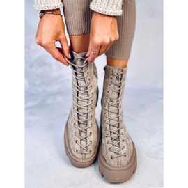Botas con cordones de mujer Wayne Caqui beige 4