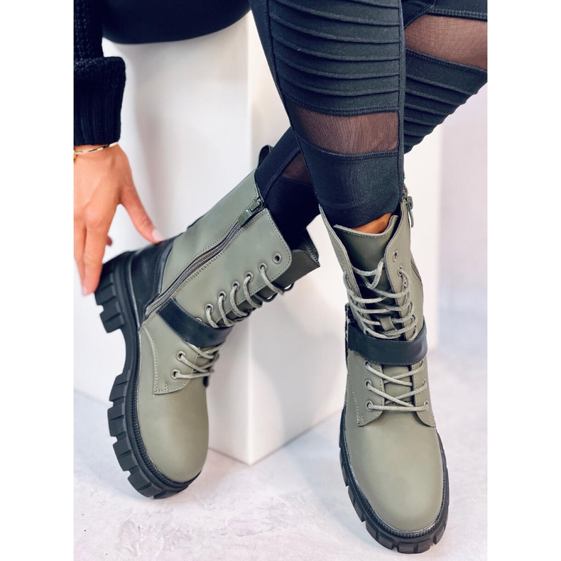 Botas planas con cordones Kieran Green verde 2