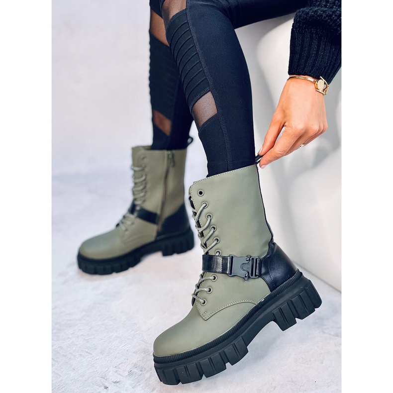 Botas planas con cordones Kieran Green verde 1