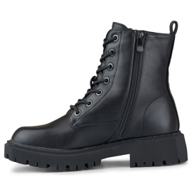 Botines negros con cordones de ecopiel para mujer 2