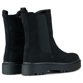 Botines de mujer de ante negro con suela gruesa 1