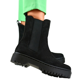 Botines de mujer de ante negro con suela gruesa 4