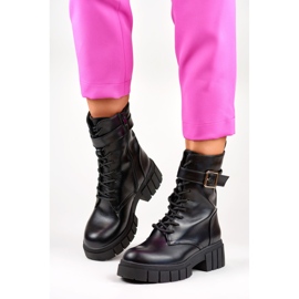 Zapatos negros elegantes para trabajadoras con suela gruesa. 3