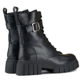 Zapatos negros elegantes para trabajadoras con suela gruesa. 4