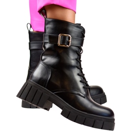 Zapatos negros elegantes para trabajadoras con suela gruesa. 2