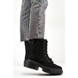 Botines cordones mujer ante negro 4