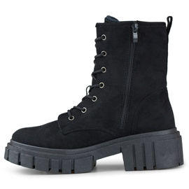 Botines cordones mujer ante negro 2