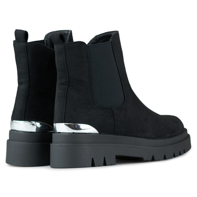 Botas Chelsea de mujer en ante con decoración plateada negro 1