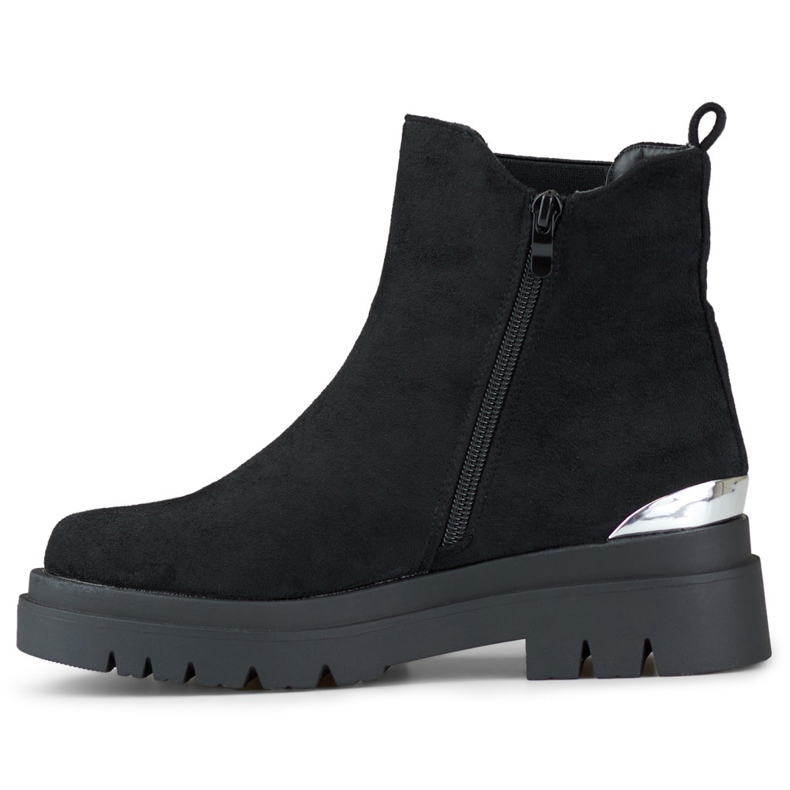 Botas Chelsea de mujer en ante con decoración plateada negro 2