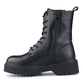 Botas de trabajo de mujer negras con plataforma y cordones. negro 2