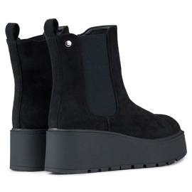Botas Laila de ante con cuña negro 1