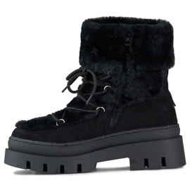 Botas de nieve de mujer de pelo negro con cordones decorativos 2