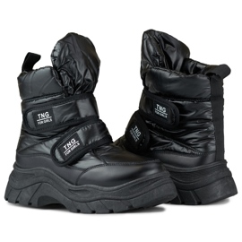 Botas de nieve de mujer negras con cierre adhesivo negro 4