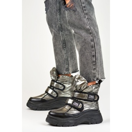 Botas de nieve de mujer brillantes y cálidas con velcro. negro 2 Botas de nieve de mujer brillantes y cálidas con velcro. negro 2