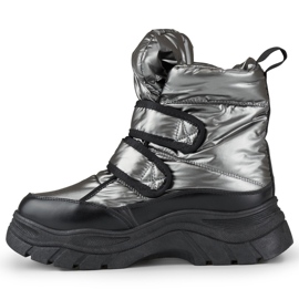 Botas de nieve de mujer brillantes y cálidas con velcro. negro 3