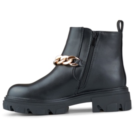 Botines de mujer con cadena fabricados en ecopiel. negro 5