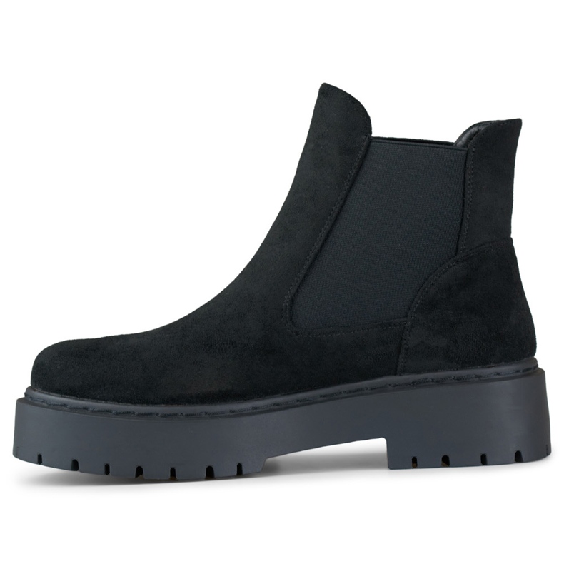 Botas Chelsea de mujer de ante con suela gruesa negro 2
