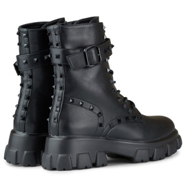 Botas trabajadoras de mujer negras con tachuelas negro 1