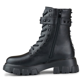 Botas trabajadoras de mujer negras con tachuelas negro 2