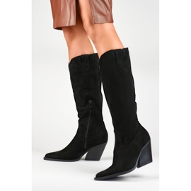 Botas cowboy mujer ante negro 3