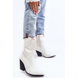 Botas Vaqueras Tacón Alto Mujer Blanco Melaitia 3