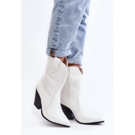 Botas Vaqueras Tacón Alto Mujer Blanco Melaitia 6