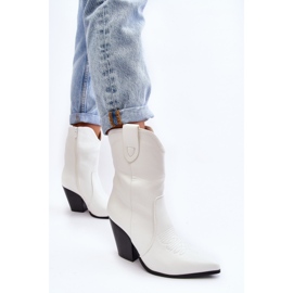 Botas Vaqueras Tacón Alto Mujer Blanco Melaitia 1
